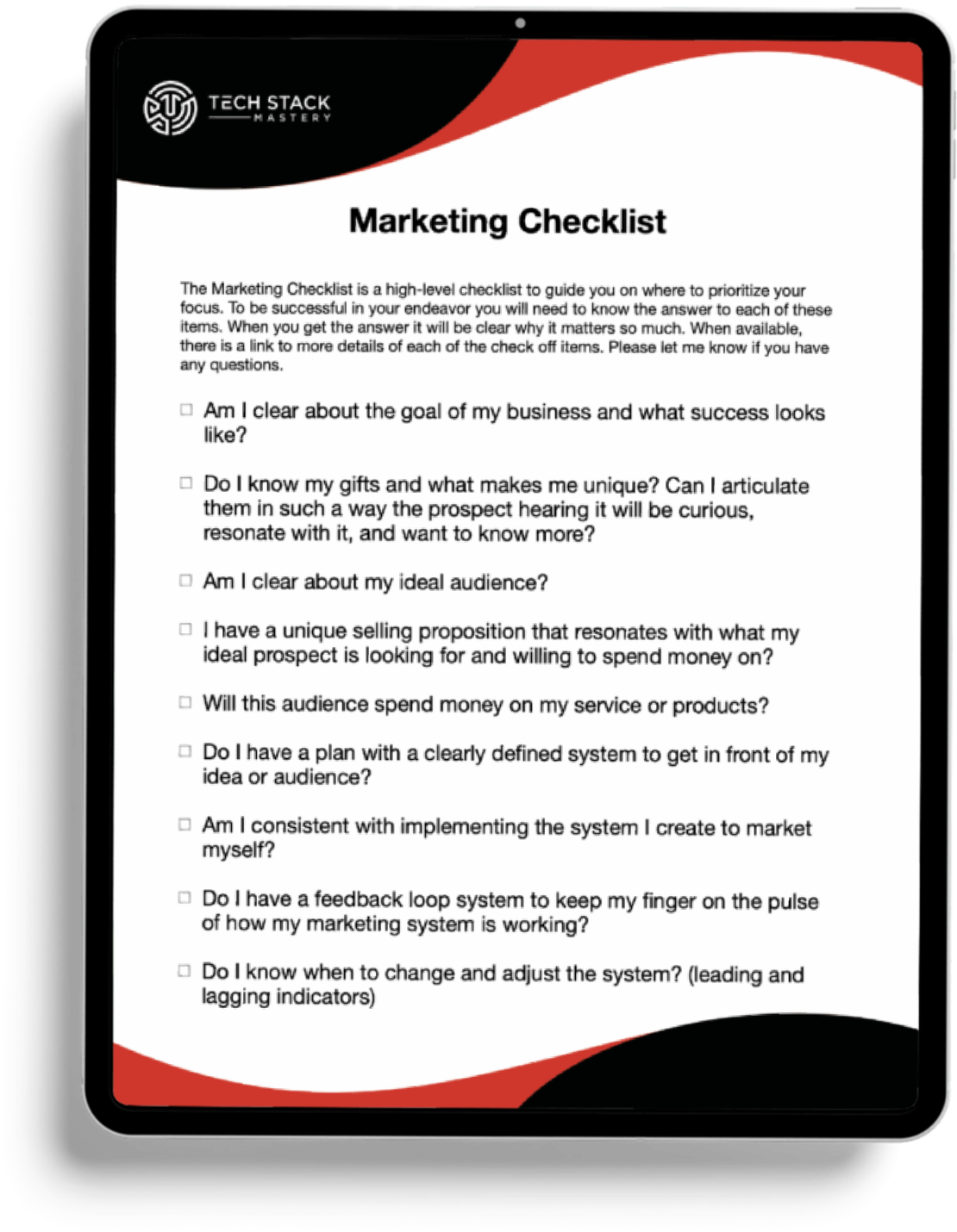image of marketing checklist